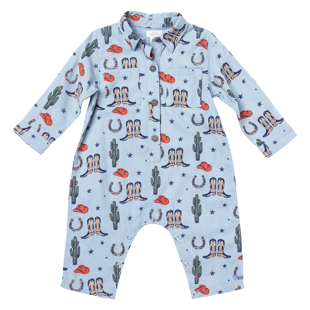 Cowboys Cowboys Navy Blue Baby Festive One Piece Romper Pajamas