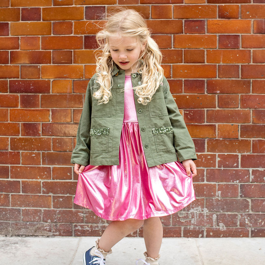 Girls Army Jacket Clover Four - Chicken Leaf – Pink