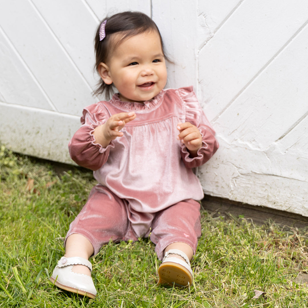 Baby Girls Velour Kalani Jumper Mauve Pink Chicken