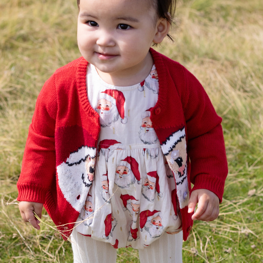 Baby Girls Maude Sweater Red Santa Pink Chicken