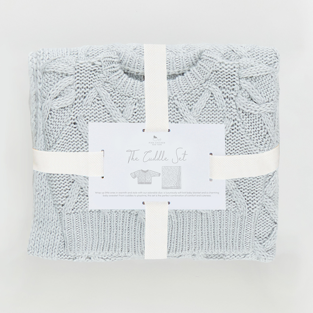 Baby Cuddle Blanket and Sweater Set - Gray – Pink Chicken