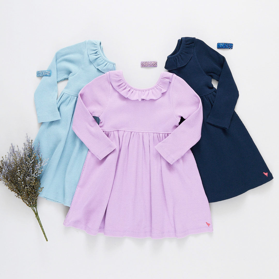 Girls Organic Princess Diana Rib Dress - Navy – Pink Chicken