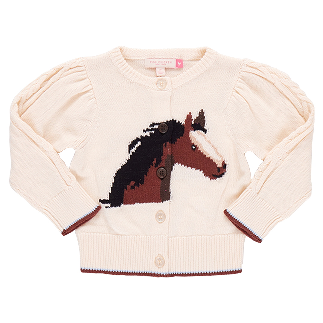 Girls Cable Constance Sweater Wild Horse Pink Chicken