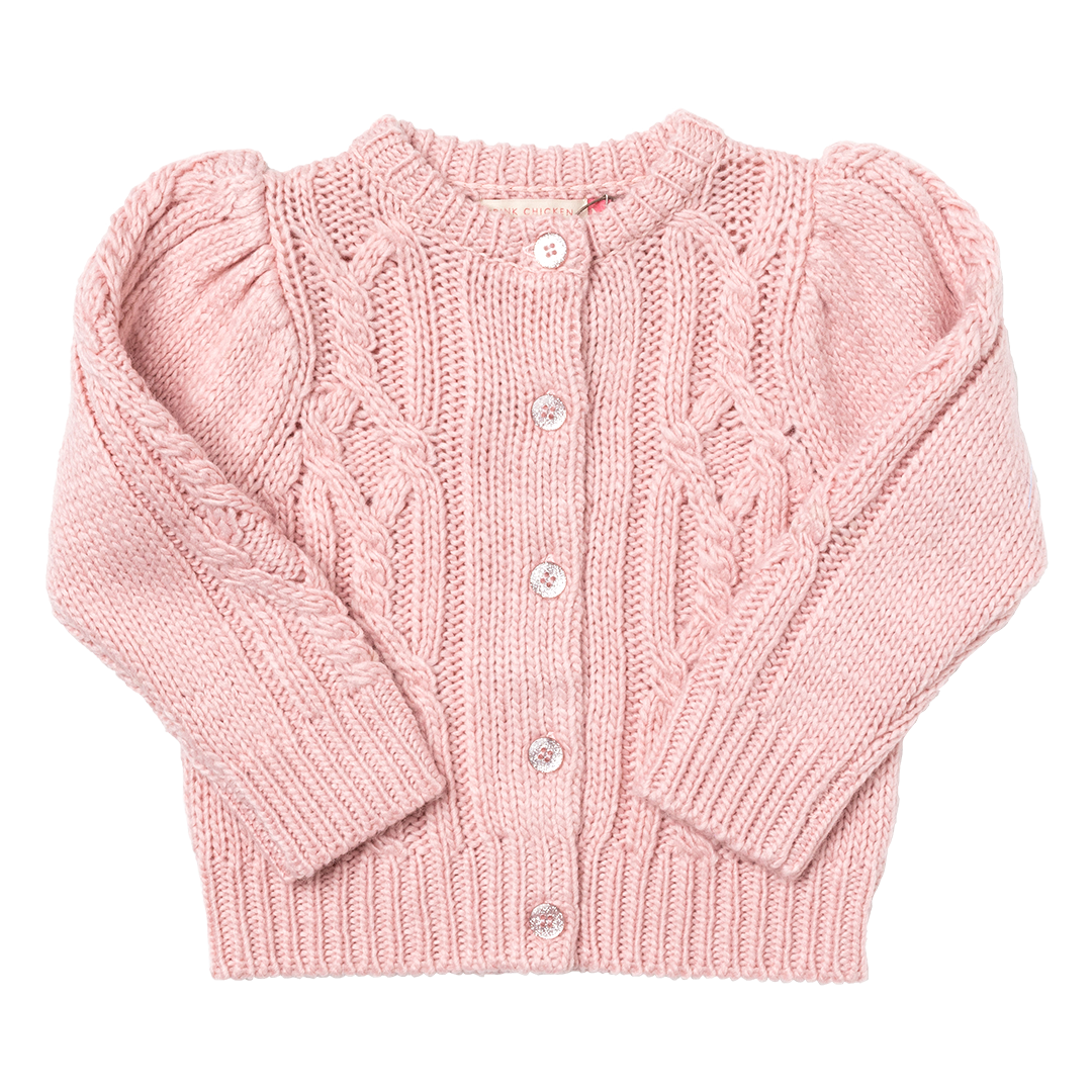 Girls Cable Constance Sweater- Dusty Rose – Pink Chicken