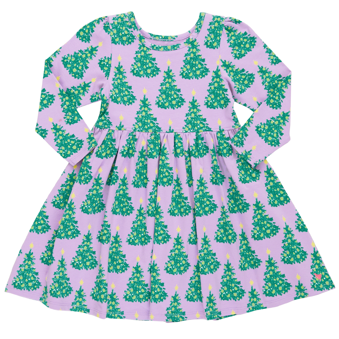 Girls Organic Steph Dress - Lavender Forest