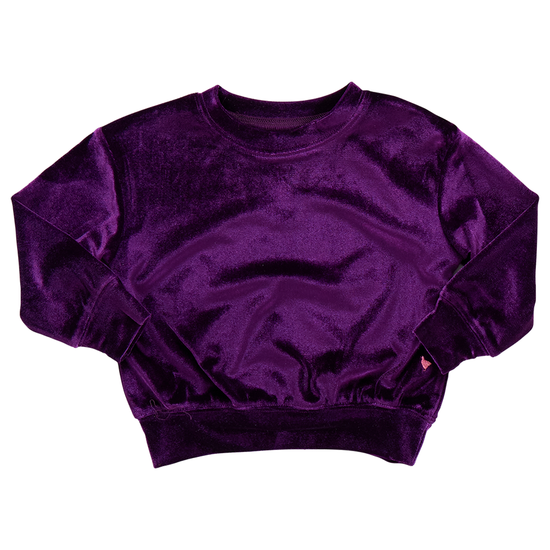 Girls Velour Sweatshirt Plum Pink Chicken