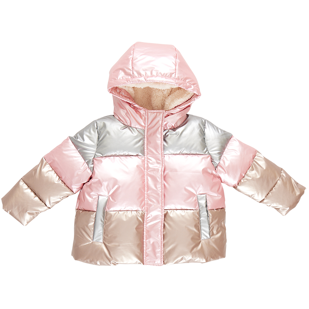 Kids Pete Puffer Metallic Color Block Pink Chicken