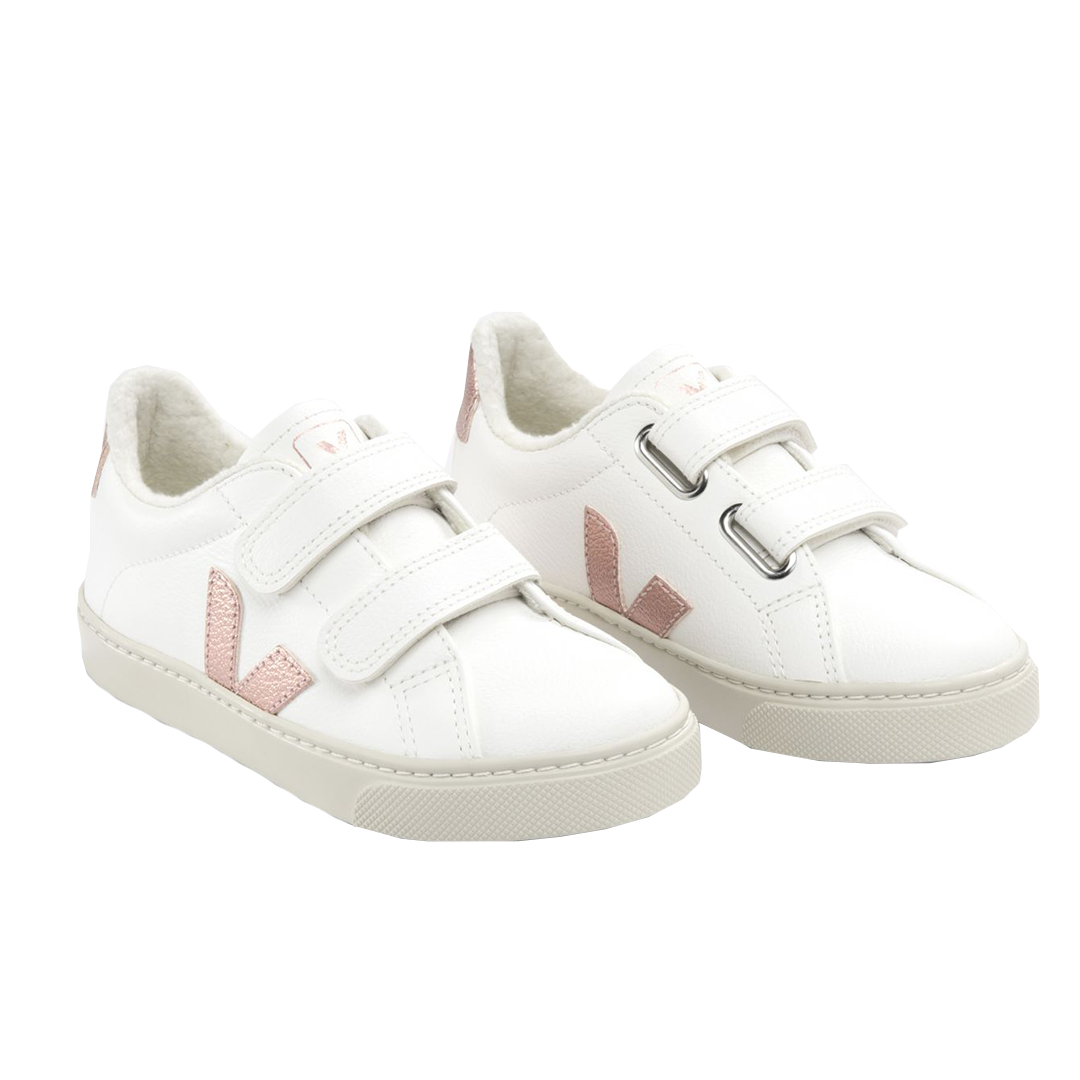 Veja Esplar Winter Velcro Leather Extra White Nacre Pink Chicken