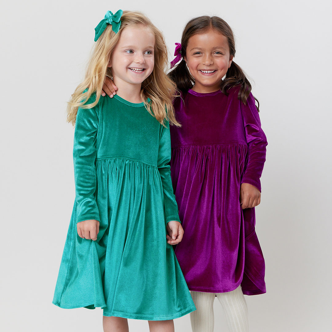 Girls Velour Steph Dress Teal