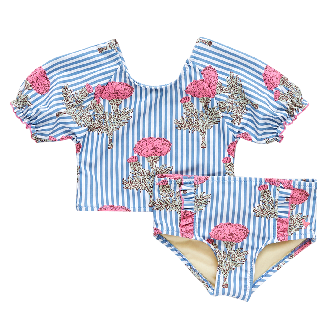 Girls Lexi Tankini - Blush Marigold Stripe