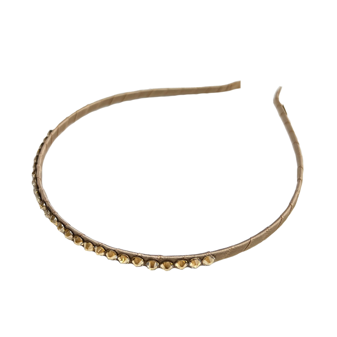 Skinny Crystal Headband Gold Pink Chicken