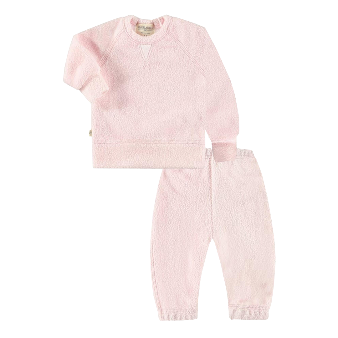 Sherpa Raglan Loungewear Set - Light Pink