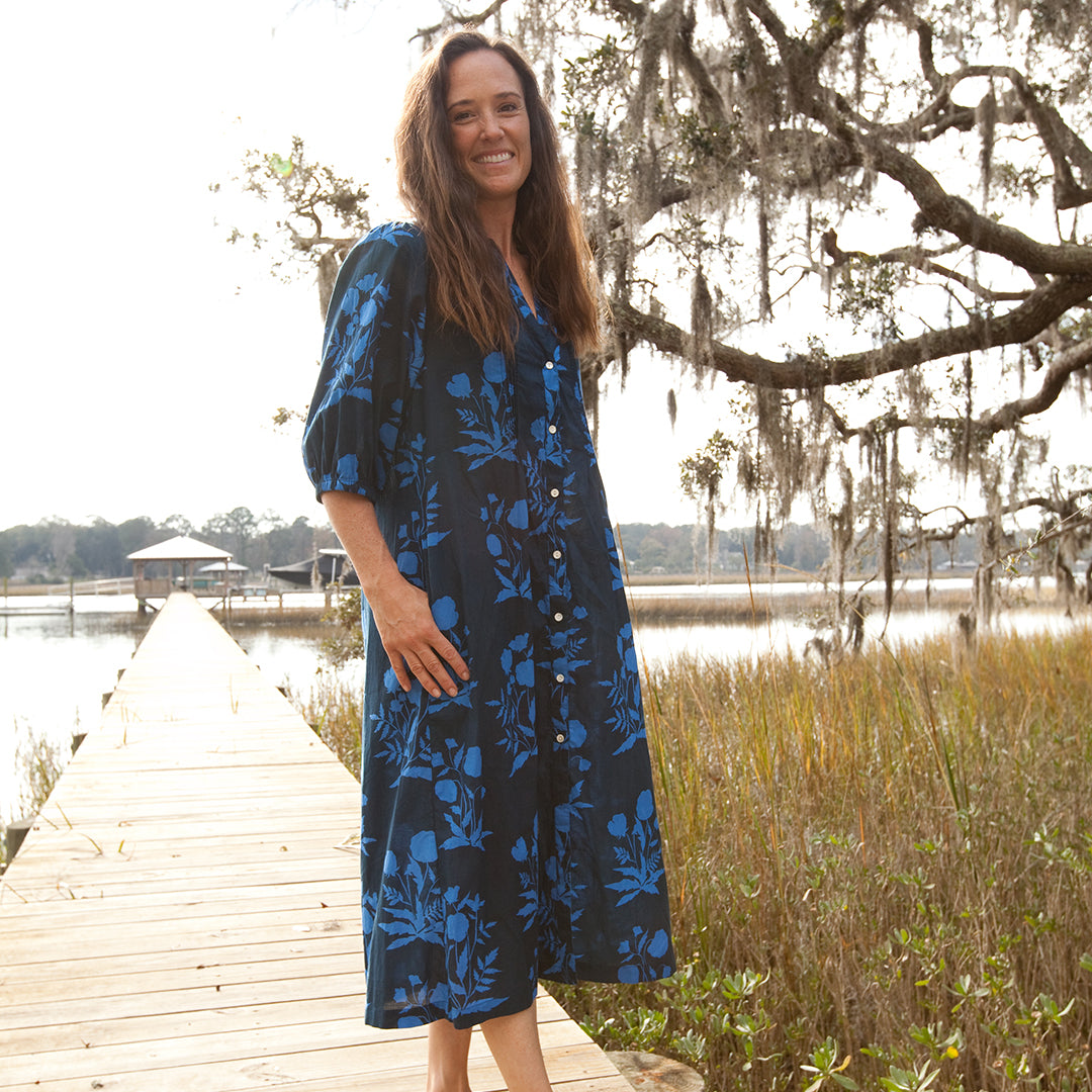 Womens Harris Dress - Navy Botanical