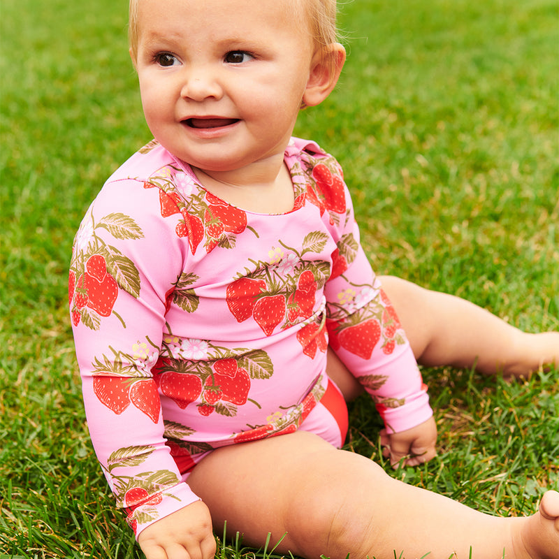 Baby Girls Rash Guard Set - Pink Wild Strawberries