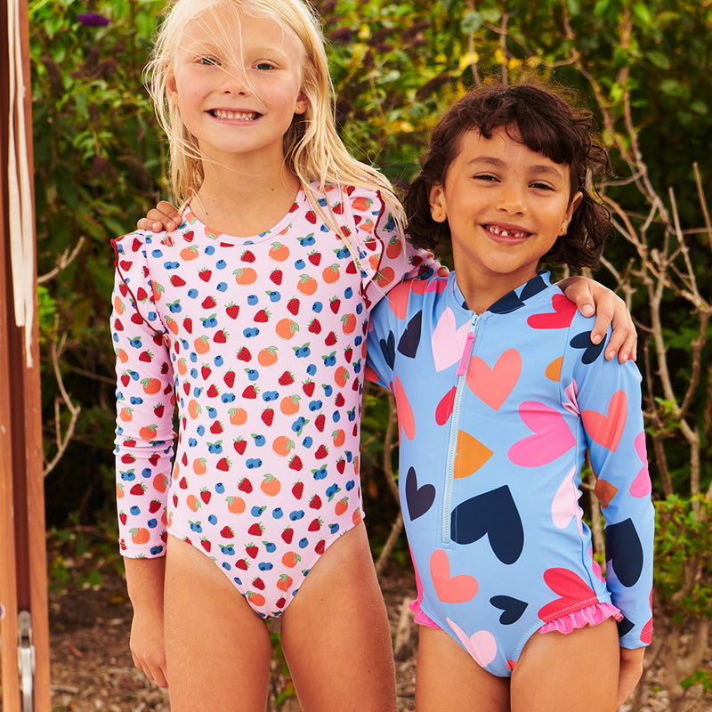 Girls Arden Suit - Multi Tossed Hearts