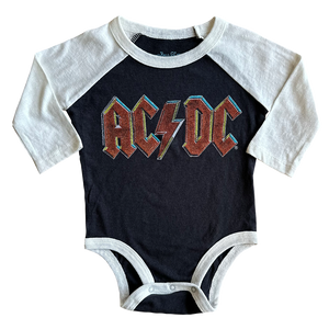 AC/DC Long Sleeve Raglan Onesie - Vintage Black