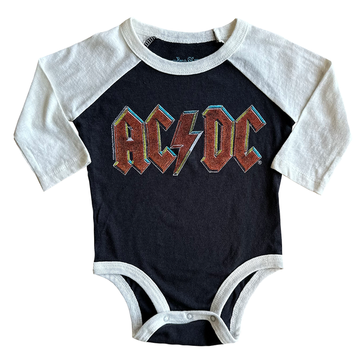 AC/DC Long Sleeve Raglan Onesie - Vintage Black