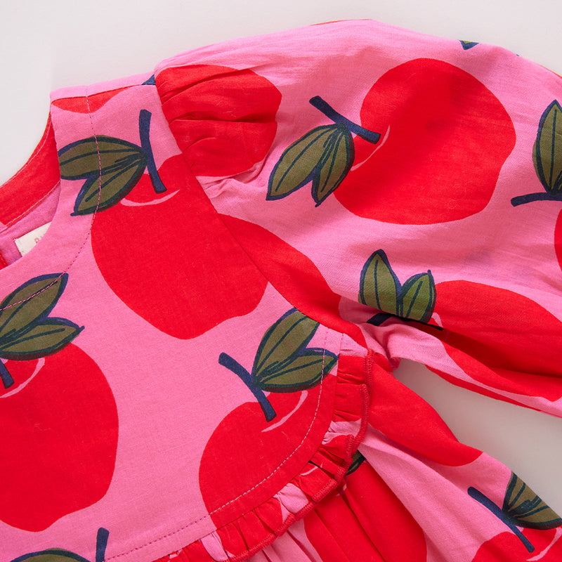 Girls Rowan Dress - Pink Apples