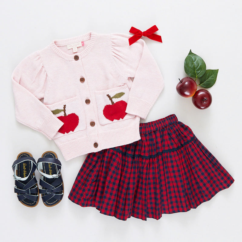 Girls Maribelle Skirt - Navy and Red Gingham