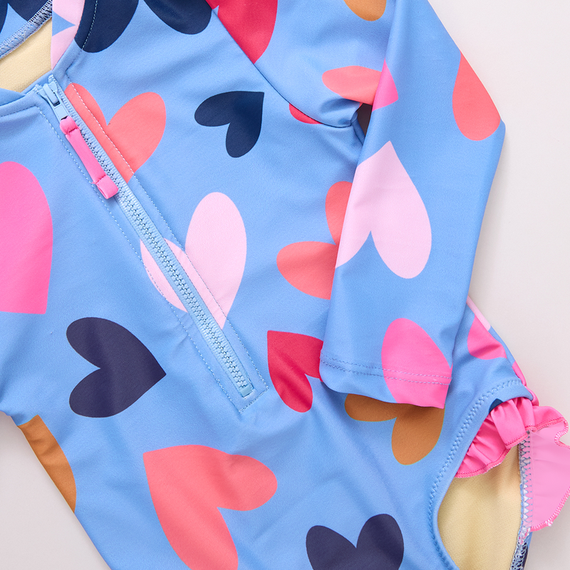 Girls Arden Suit - Multi Tossed Hearts