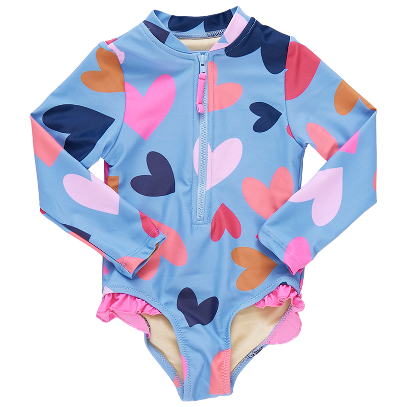 Girls Arden Suit - Multi Tossed Hearts