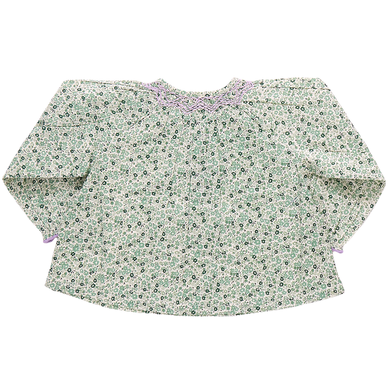 Girls Ava Top - Green Mini Ditsy