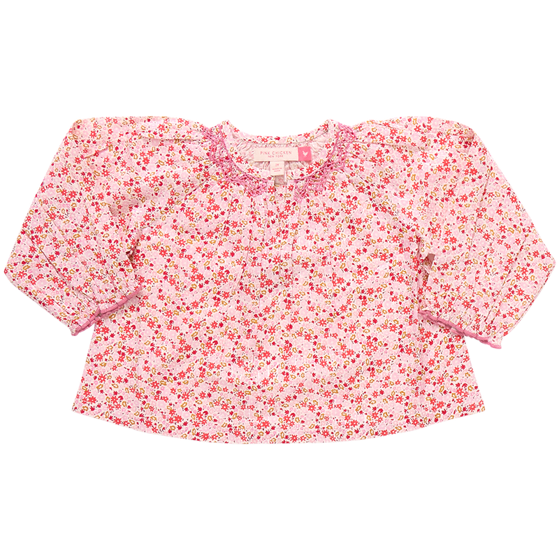 Girls Ava Top - Pink Mini Ditsy