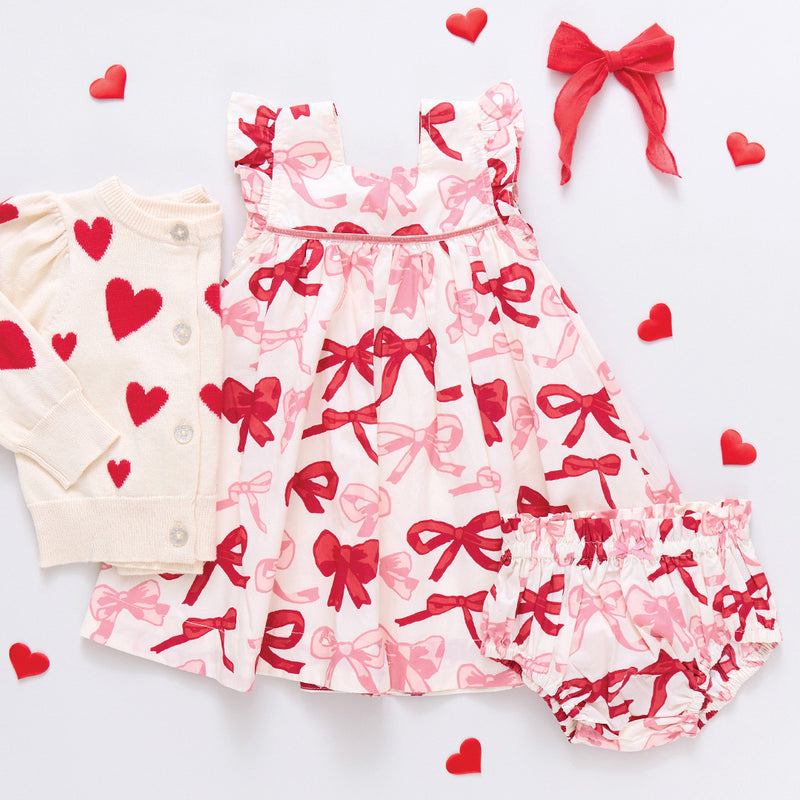 Baby Girls Camelia Dress Set - Valentines Bows