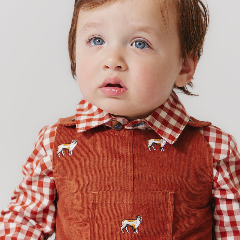 Baby Boys Corduroy Noah Jumper - Dog Embroidery