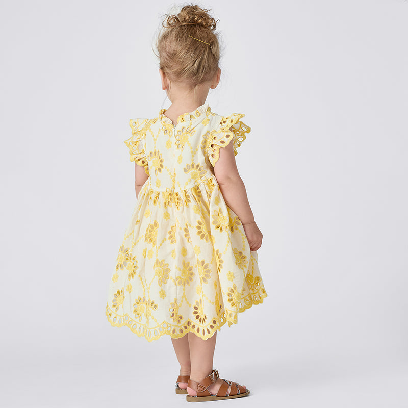 Baby Girls Cynthia Dress Set - Bright Yellow Eyelet