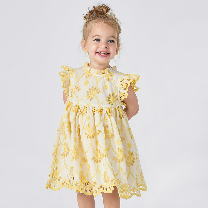 Baby Girls Cynthia Dress Set - Bright Yellow Eyelet