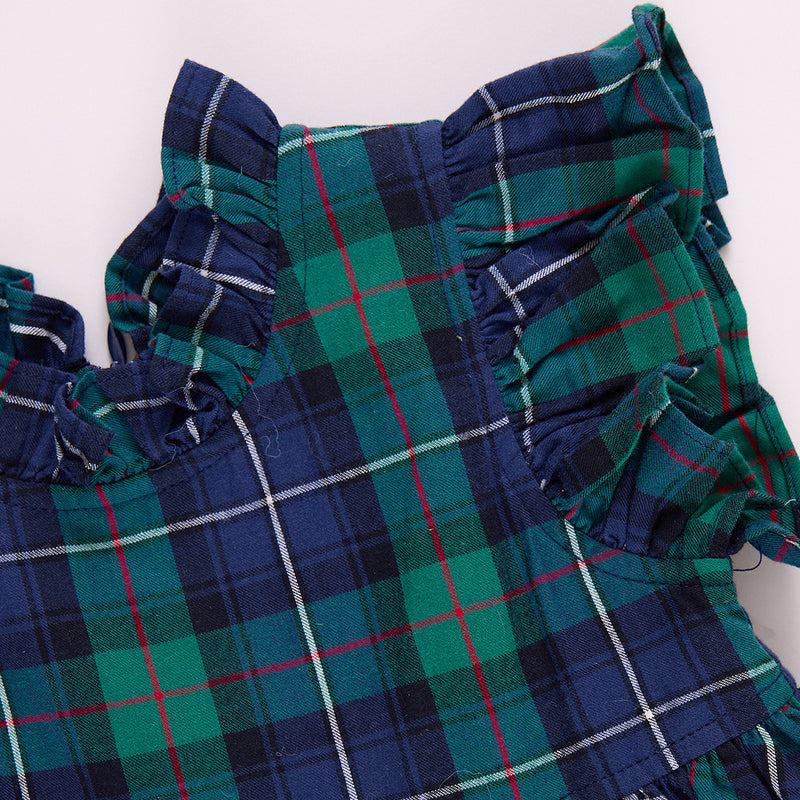 Girls Jennifer Dress - Green Tartan