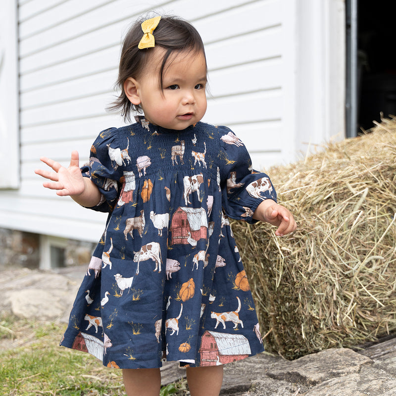 Baby Girls Stevie Puff Sleeve Dress Set - On The Farm