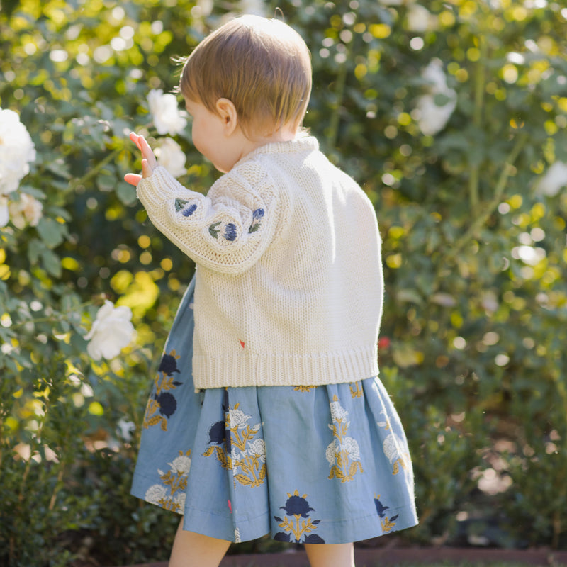 Baby Girls Tari Sweater - Cream Flower Embroidery