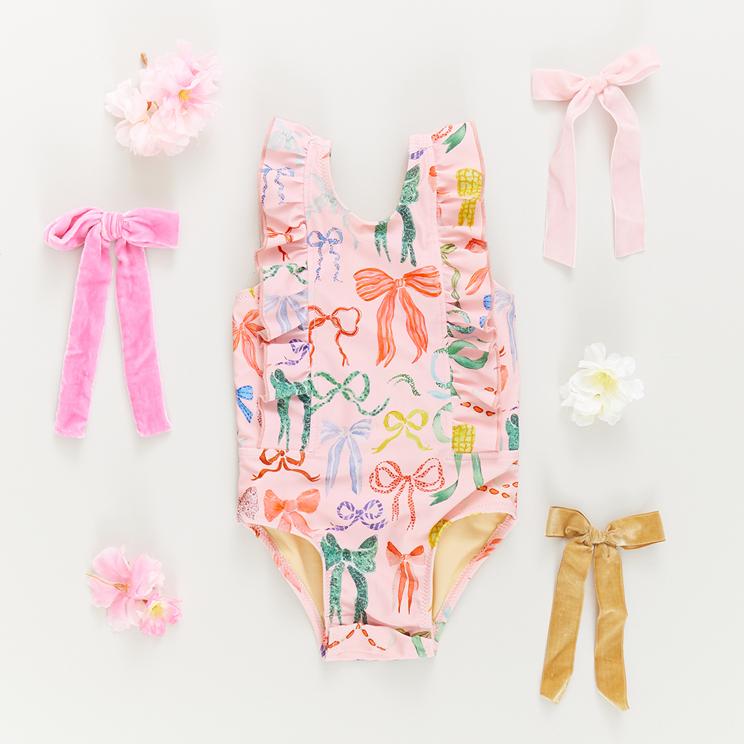Baby Girls Katniss Suit - Watercolor Bows – Pink Chicken