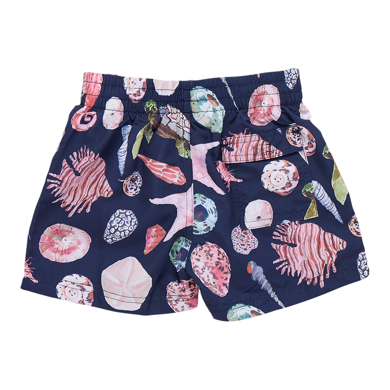 Baby Boys Swim Trunk - Navy Watercolor Shells