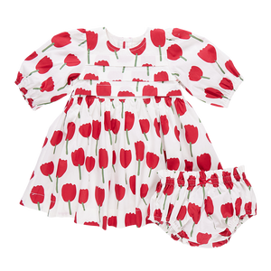 Baby Girls Evelyn Dress Set - Red Tulips