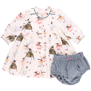 Baby Girls Charlie Dress Set - Penguins on Ice