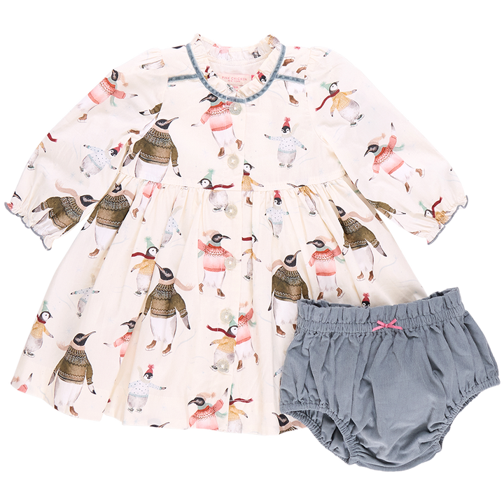 Baby Girls Charlie Dress Set - Penguins on Ice