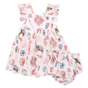 Baby Girls Liv Dress Set - Watercolor Shells