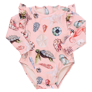 Baby Girls Rachel Suit - Pink Watercolor Shells