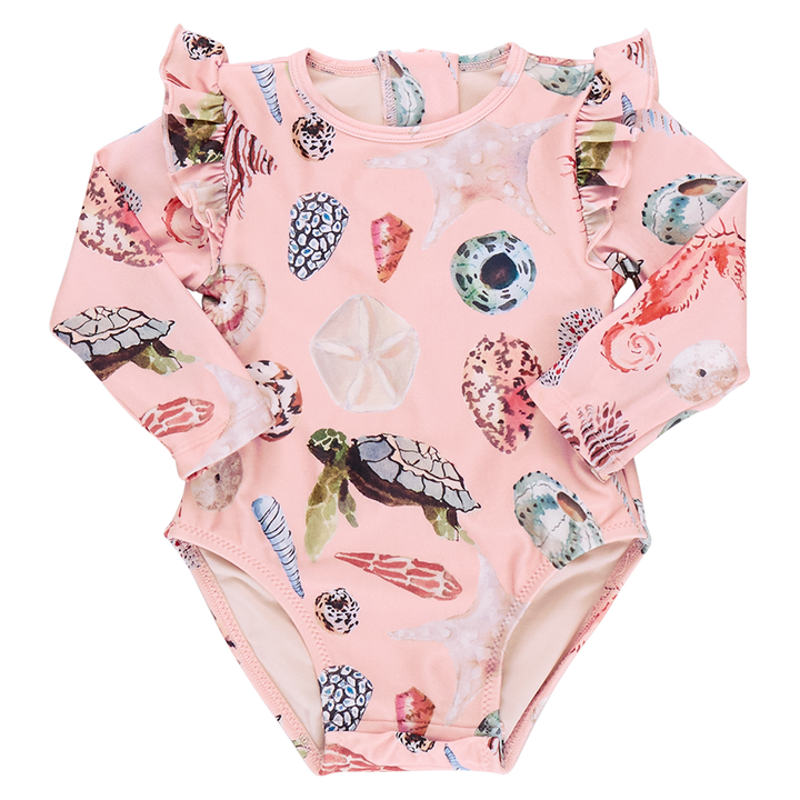 Baby Girls Rachel Suit - Pink Watercolor Shells