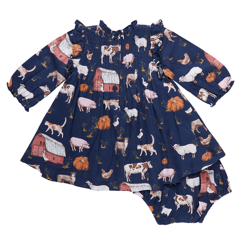 Baby Girls Stevie Puff Sleeve Dress Set - On The Farm