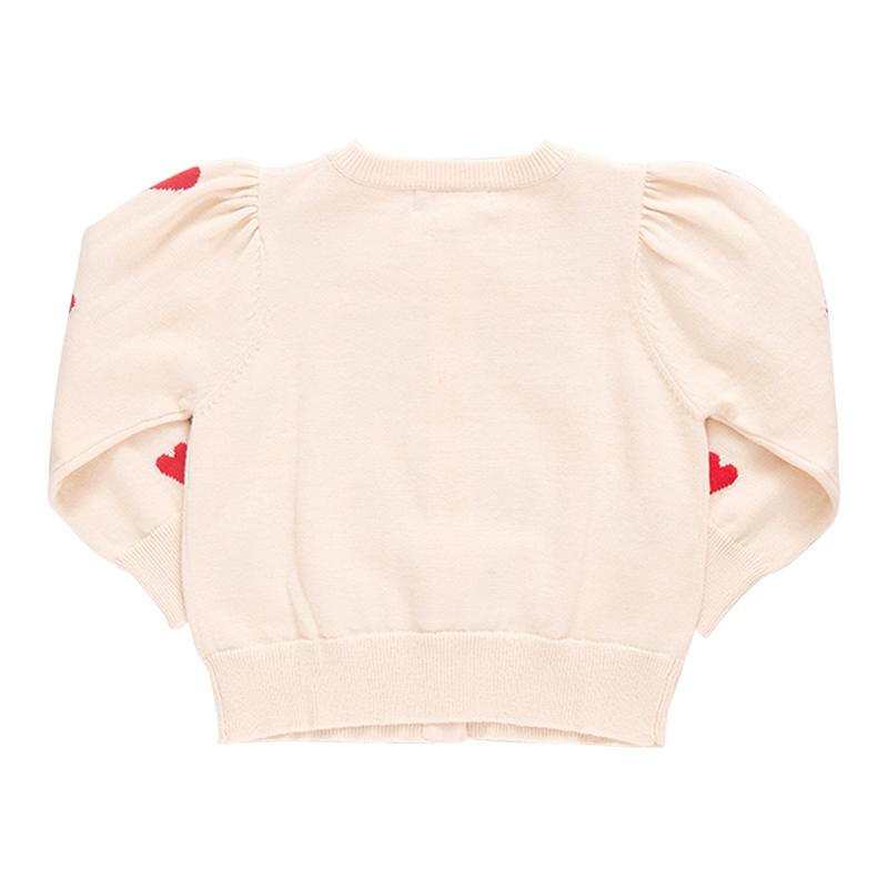 Baby Girls Constance Sweater - Cream and Red Hearts