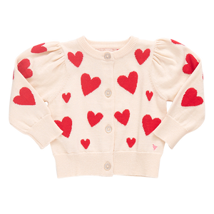 Baby Girls Constance Sweater - Cream and Red Hearts