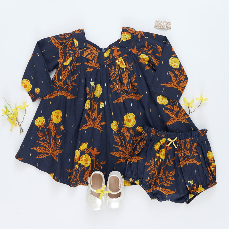 Baby Girls Frida Dress Set - Navy Poppy