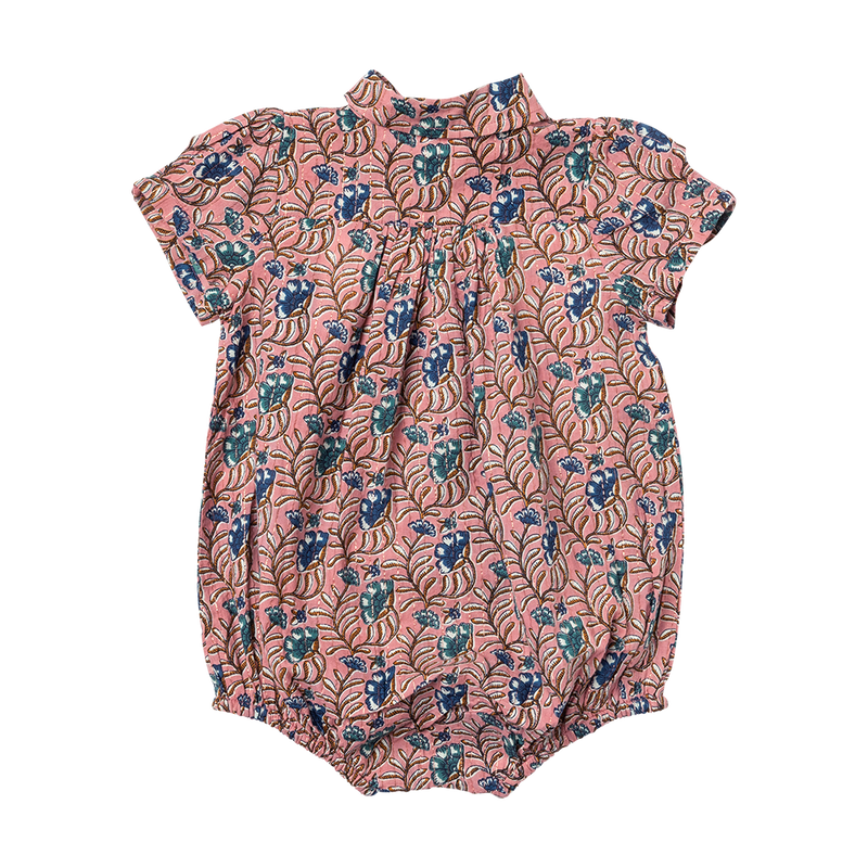 Baby Girls Petal Collar Bodysuit- Mauveglow Vine Floral