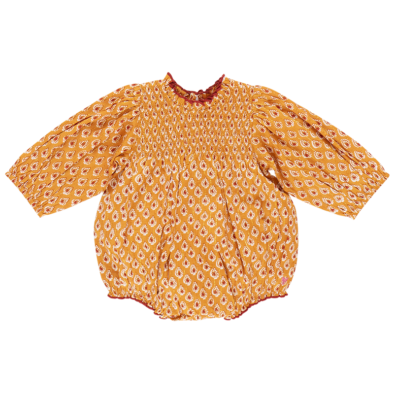 Baby Girls Stevie Puff Sleeve Bubble - Gold Tear Drop