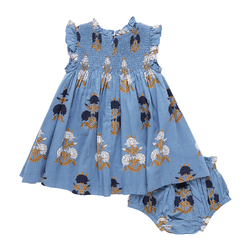 Baby Girls Stevie Dress Set - Blue Flowerette