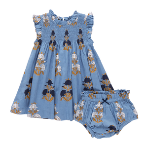 Baby Girls Stevie Dress Set - Blue Flowerette